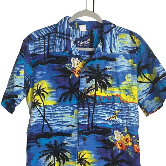 Palmwave Men's Hawaiian Shirt S Tropical Beach Floral Button-Up Casual - Picture 3 of 7